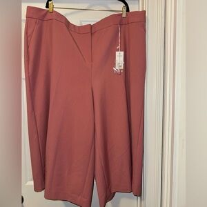 NWT Lane Bryant Brown Cropped Trousers Wide-Leg Modern Design